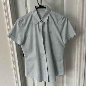 Brooks Brothers women’s tailored fit blue striped button down non iron shirt